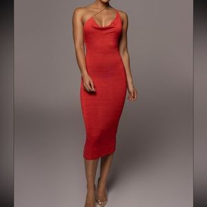 JLUXLABEL red modern mouse midi dress